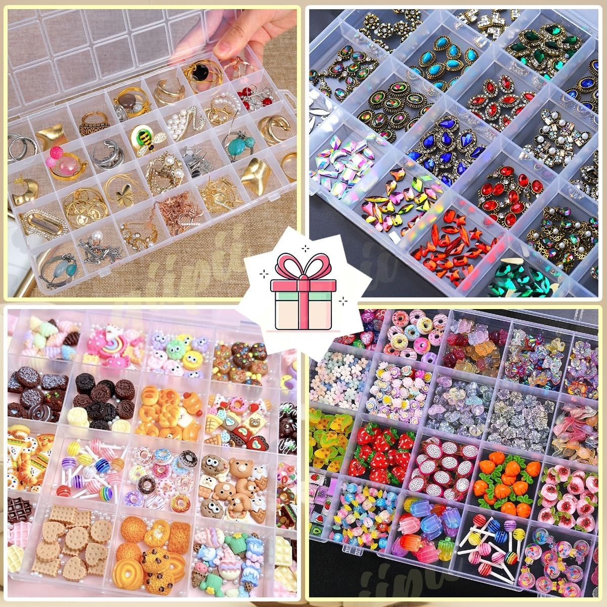 1 Pcs 24 Grids Clear Plastic Organizer Box Storage Container for Crafts Beads