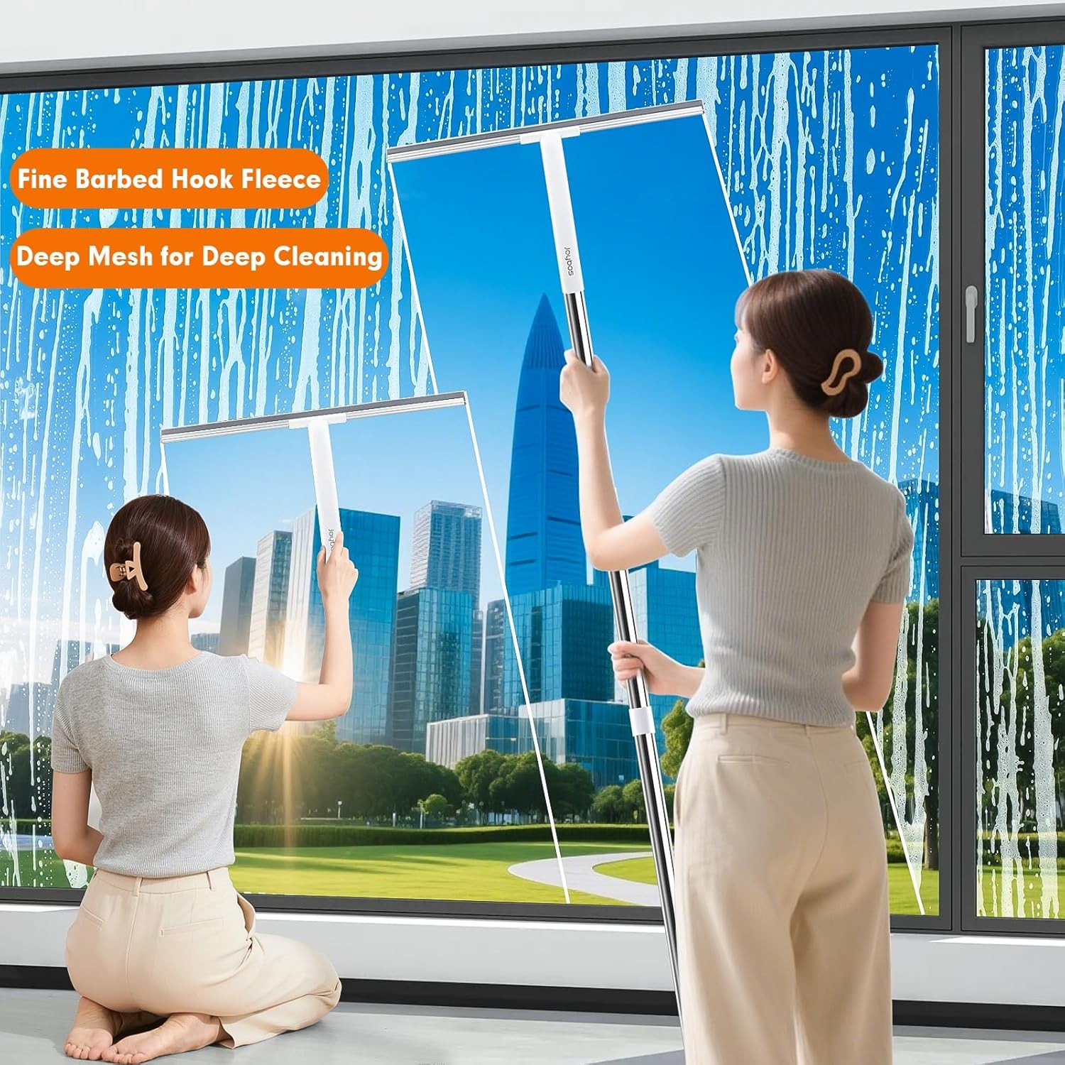 Rubber Floor Squeegee for Smooth Surface Concrete Floor, Tile Floor, Heavy Duty