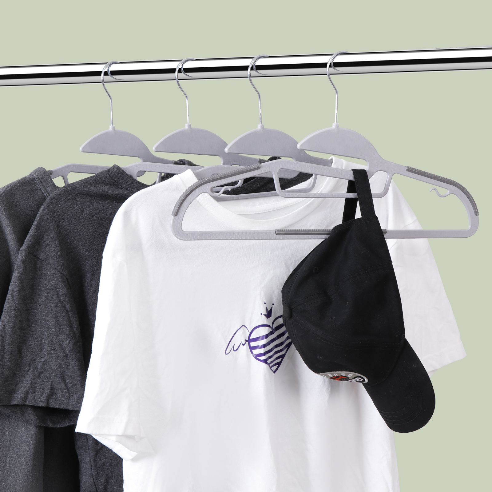 50 Pack Plastic Hangers Heavy Duty Non-Slip Clothes Hangers w/360° Swivel Hook