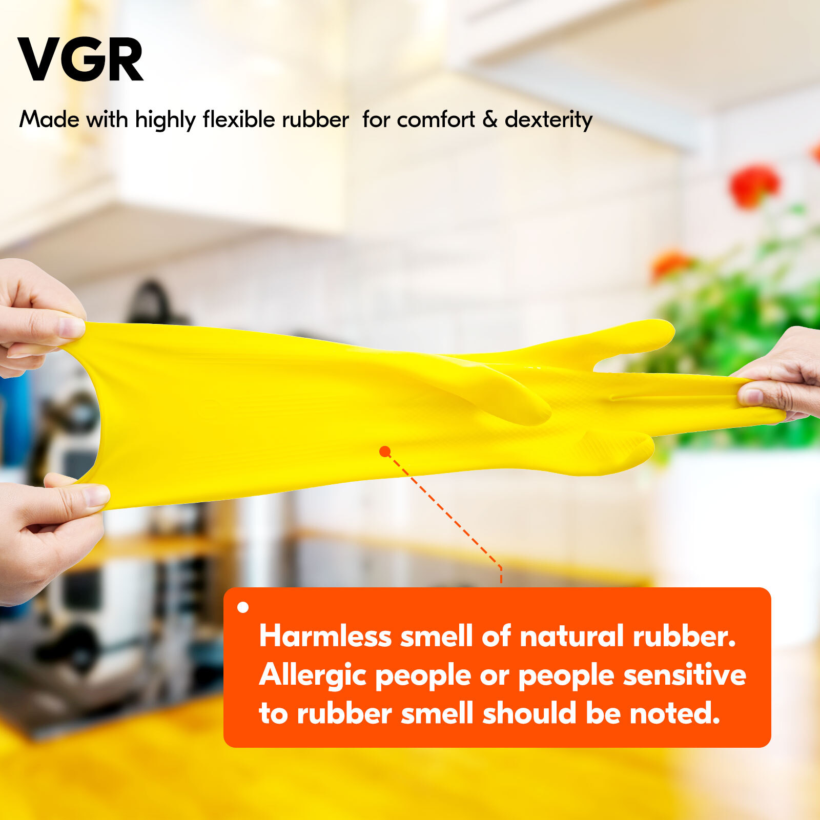 Vgo 1/3/5/10Pairs Reusable Household Cleaning Gloves with Extra Thickness HH4601