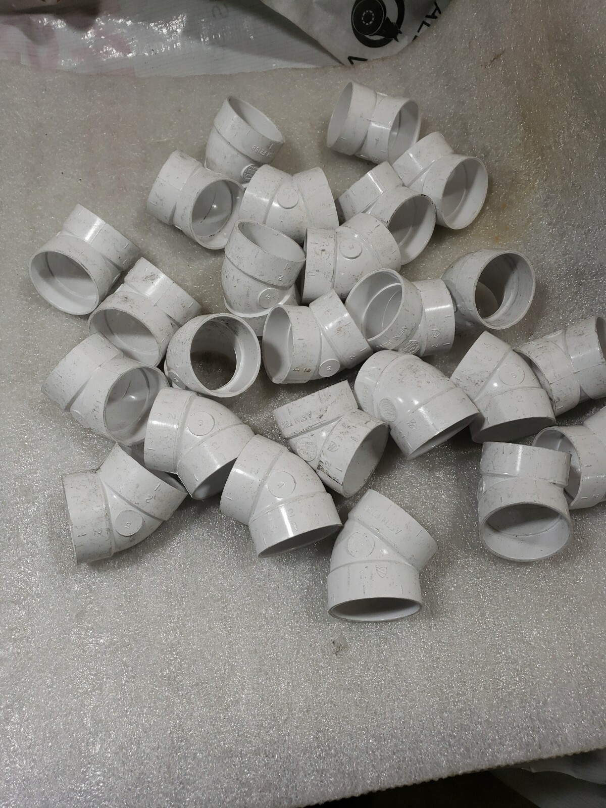 Central Vacuum 2″ PVC 45 degree elbow – Used for rough-in lot of 25 liquidation