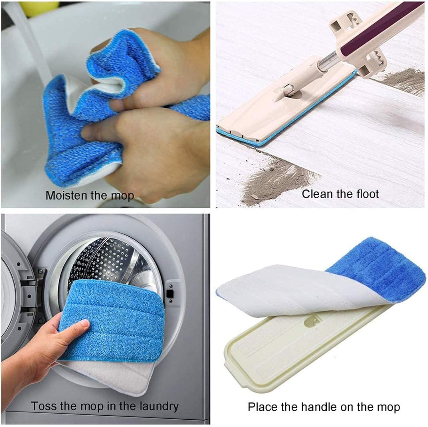 Professional Quality Microfiber Mop Pads 18″ x 6″ – 6 Pack for Deep Cleaning
