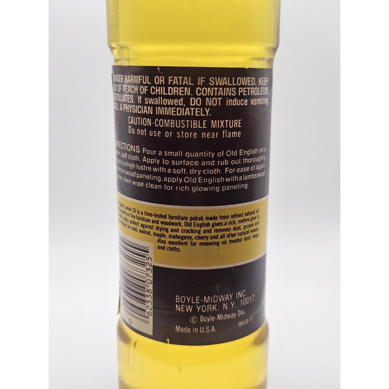 Old English Lemon Oil Furniture Polish FULL 16 Oz GLASS Bottle Vtg NOS PROP