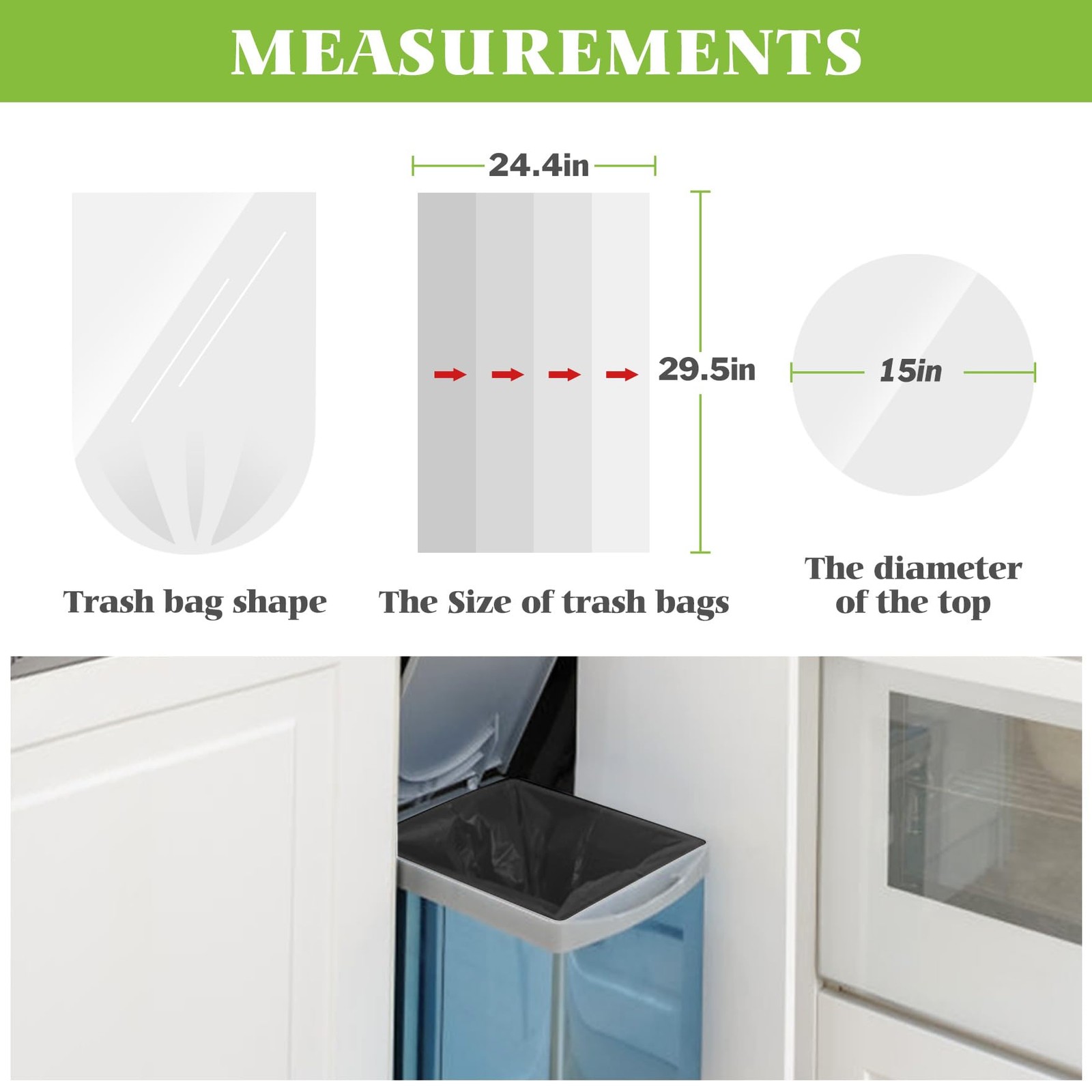 10 Gallon 200 Counts Extra Strong Trash Bags Tall Kitchen Garbage Bags by Tei…