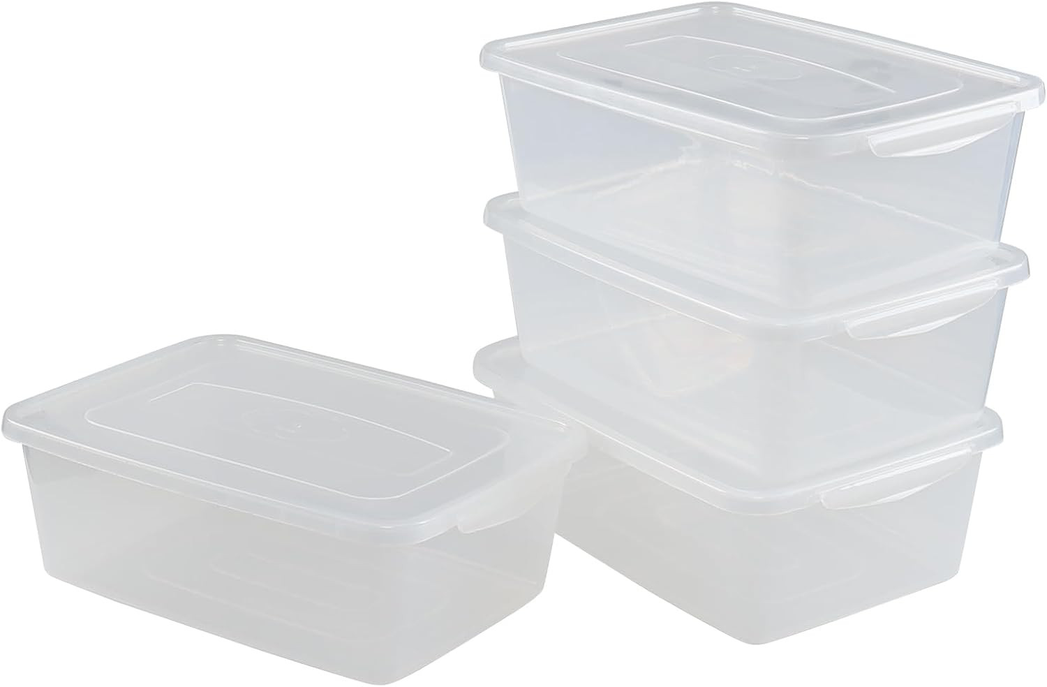 4-Pack Clear Latch Storage Boxes, 14 Quart, BPA-Free, Ideal for Shoes & Crafts