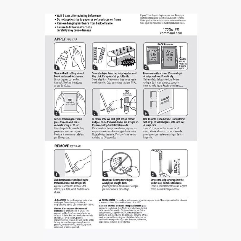 3M Command Picture Hanging Strips 34 Pairs 68 Large Strips Hold 16 lbs