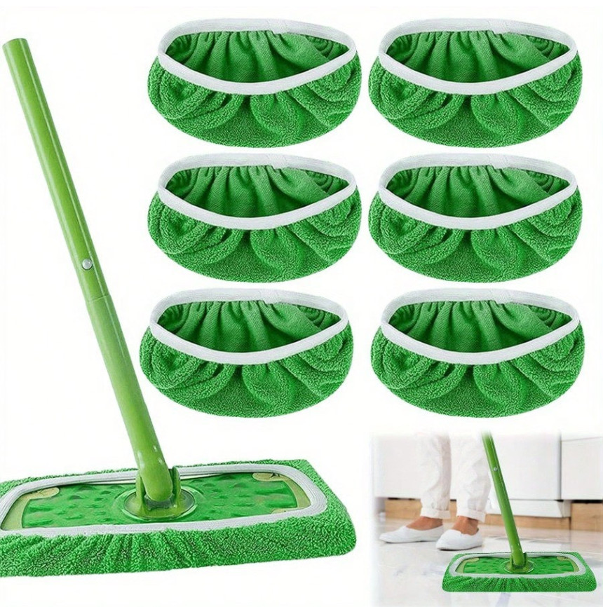 6pcs Ultra-Fine Fiber Mop Pads – Reusable Wet & Dry Cleaning for All Floors-NEW