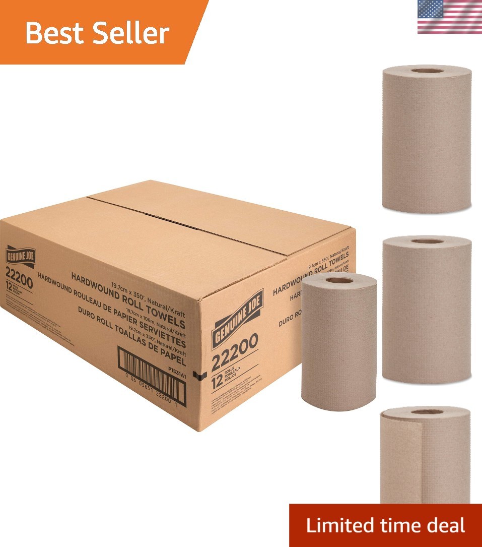 High Absorbency Kraft Roll Towels – 12 Count, 7.9″ x 350′, Perfect for Restrooms
