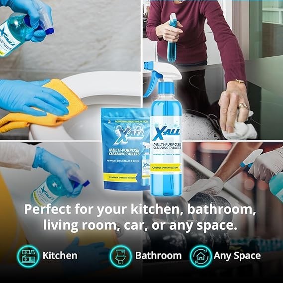 X-ALL Multi-Purpose Cleaner – Spray Bottle and 5x Cleaning Tablets. FREESHIP