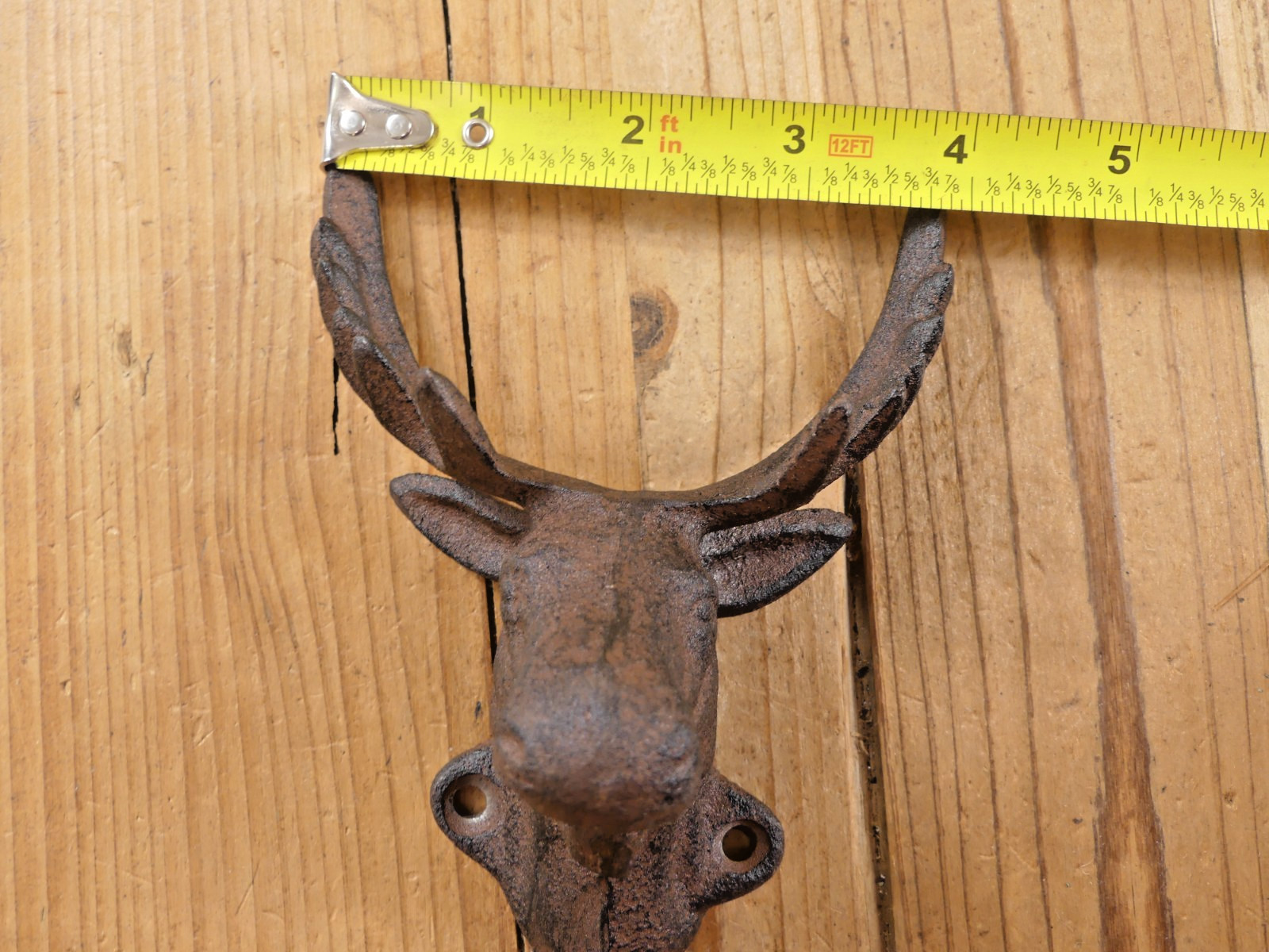 6 Rustic Elk Deer Moose Head Hooks Cast Iron Coat Hook Rack Restoration Hat