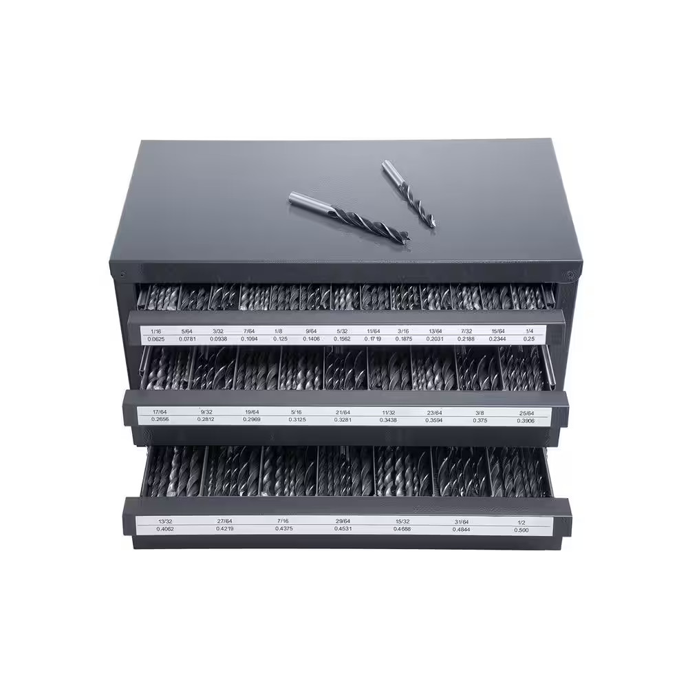 17.46 In. Drill Bit Dispenser Cabinet, 14.76 In. Tool Storage Bin 7.87 In. W 3-D