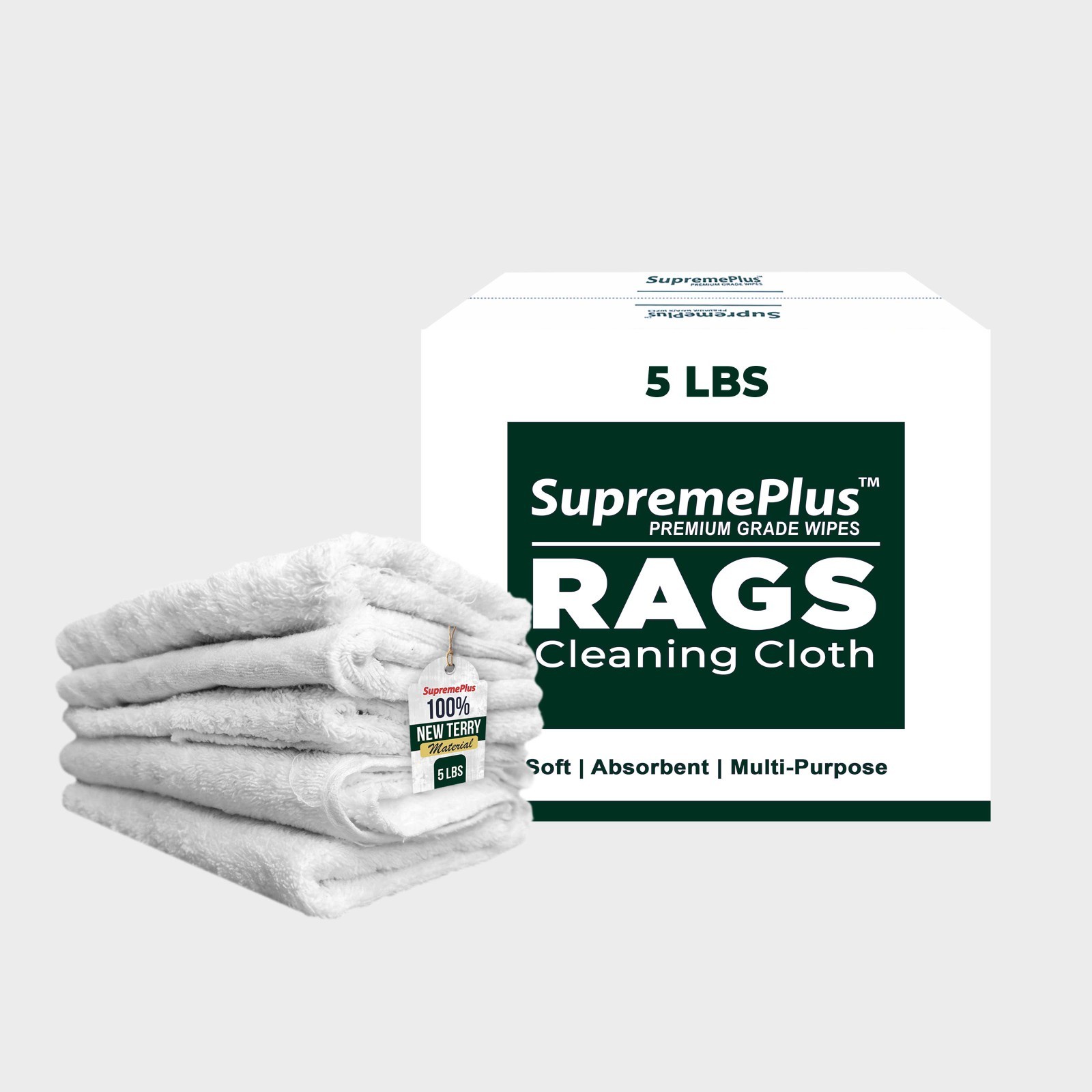 New White Terry Towel Rags 5 LB Box – Cotton Cleaning Cloths Shop Garage Auto