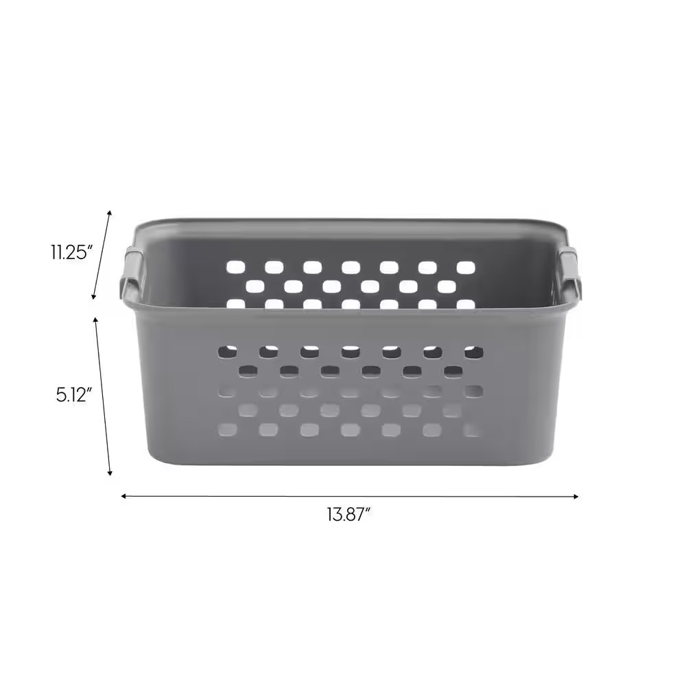 13.8 Qt. Medium Organizer Storage Basket, Gray