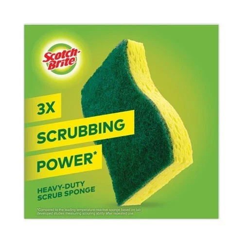Scotch-Brite Heavy-Duty Scrub Sponge, 4.5 x 2.7, 0.6″ Thick Yellow/Green, 6/Pack