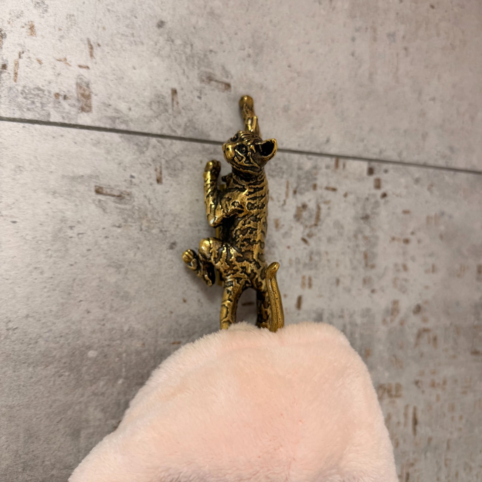 Bengal Cat Wall Hook Solid Brass Key Holder Animal Bathroom Decor Gift