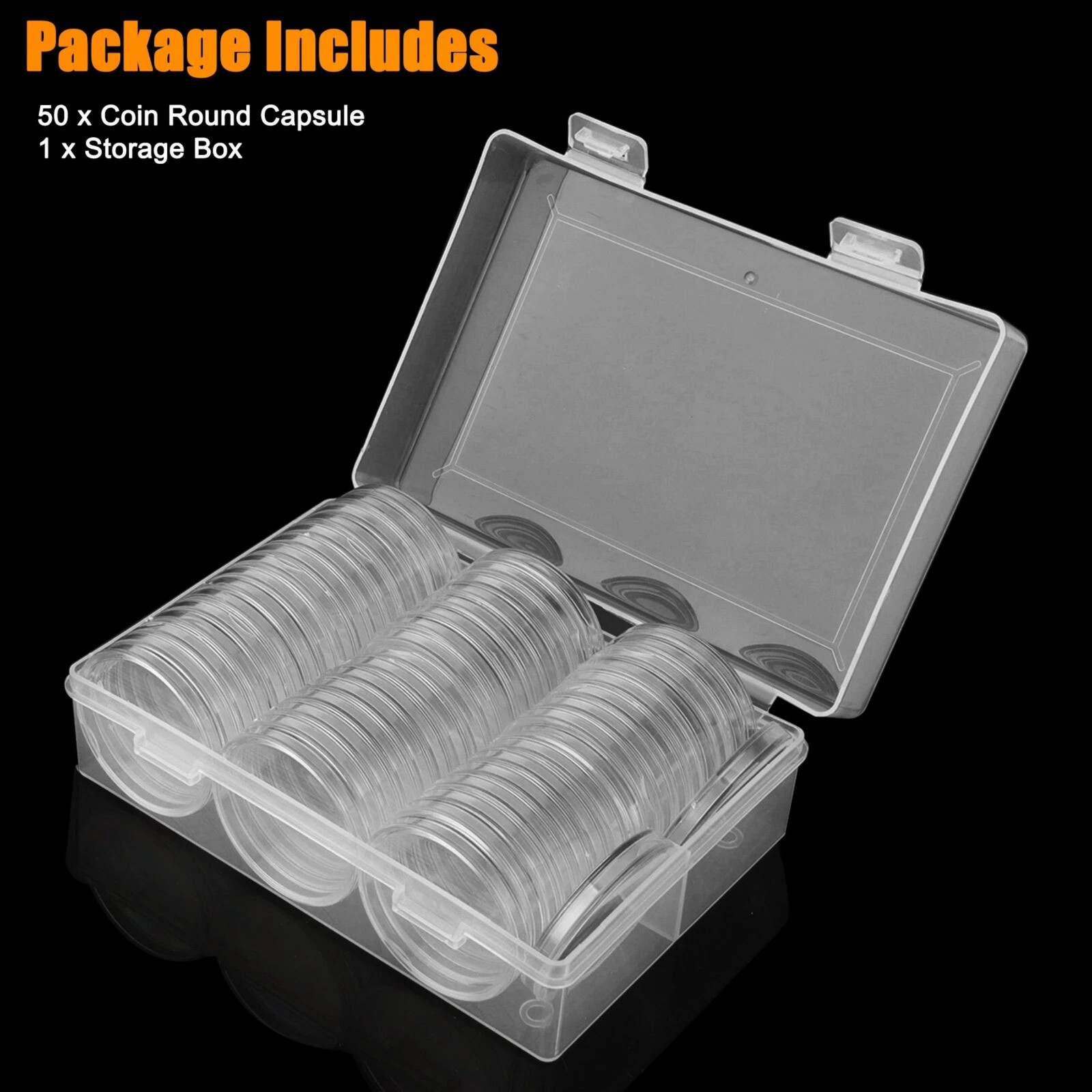 50pcs 40mm Clear Coin Capsules For Morgan Silver Dollar Half Dollar Coins USA