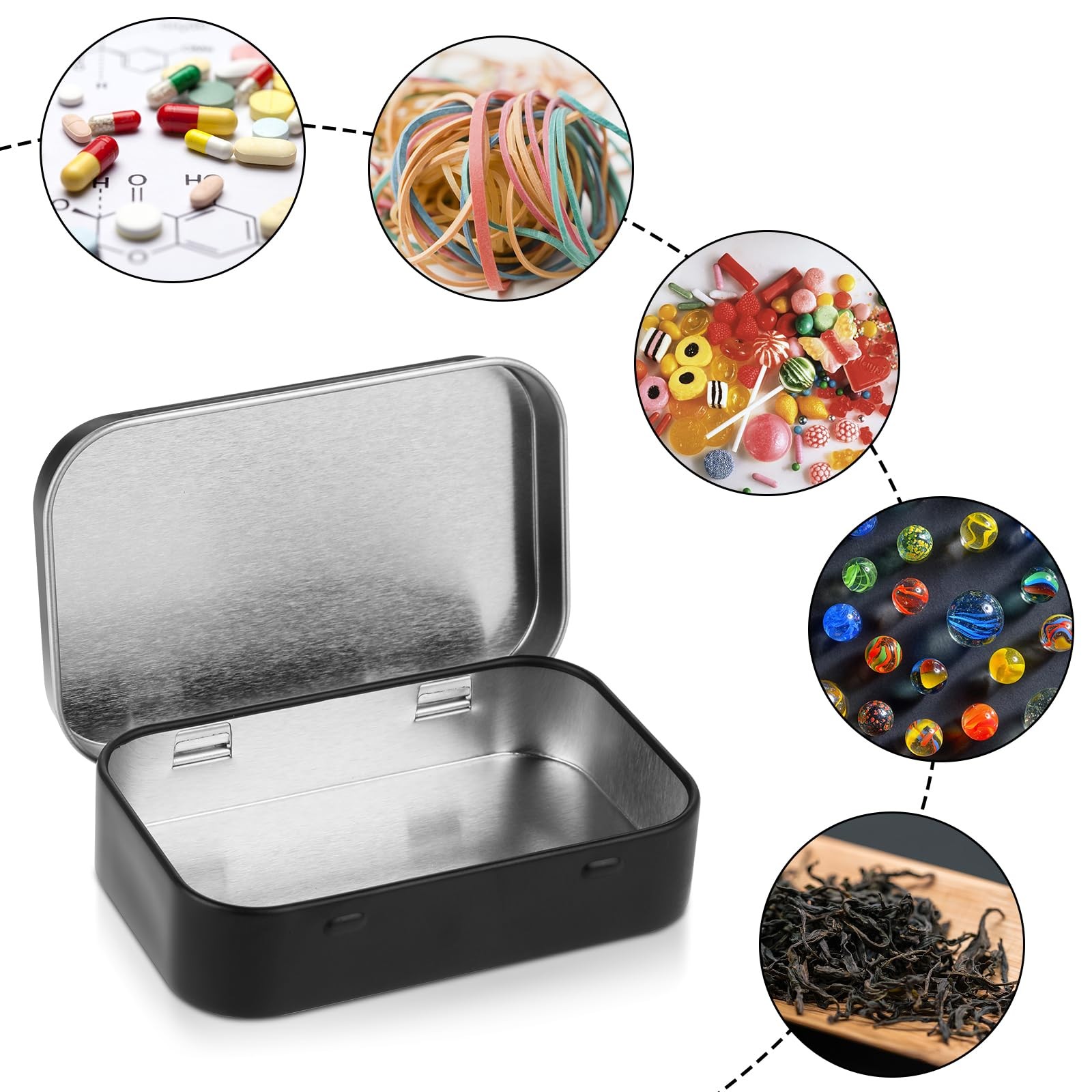 Black Metal Rectangular Empty Hinged Tins Metal Tin Box Small Tins with Lids …