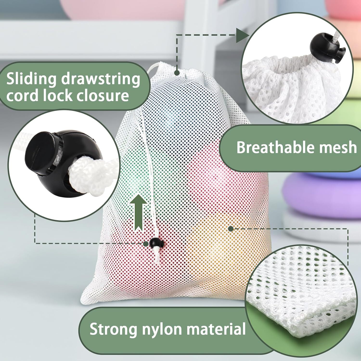 3×Heavy Duty Large Mesh Net Wash Clothes Laundry Bag With Drawstring Top Closure