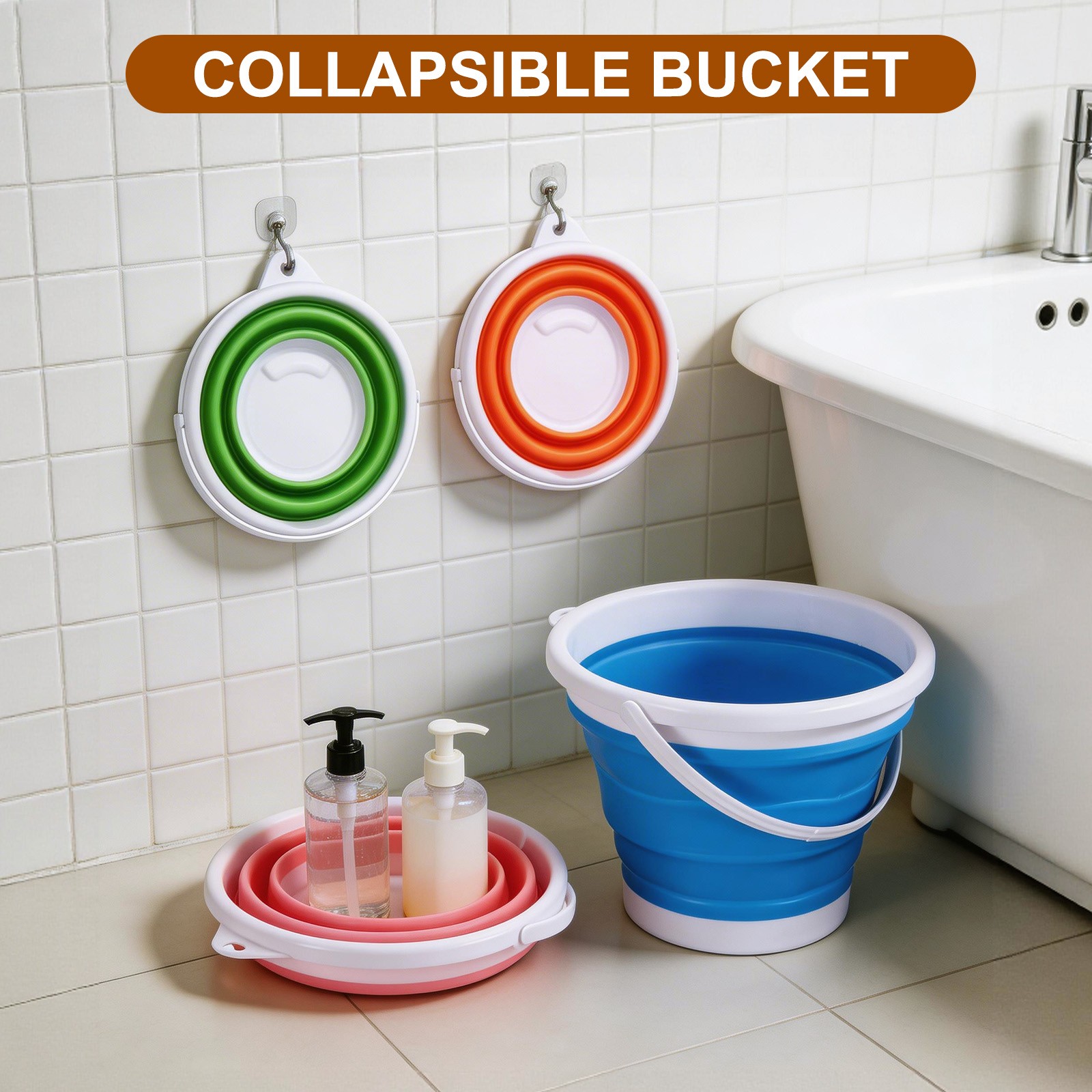 Collapsible Bucket 1.3 Gallon 5L Small Foldable Bucket with Handle Gray