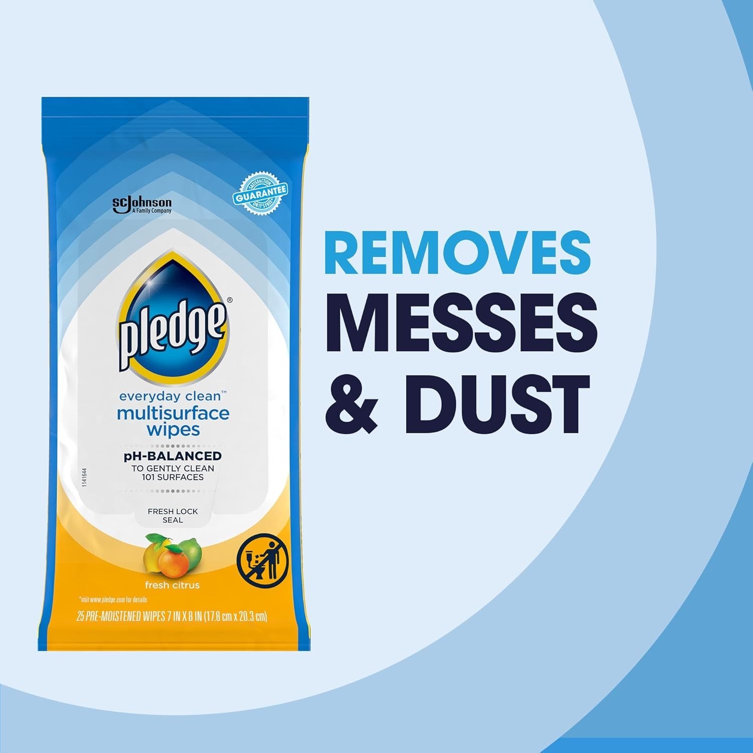 Eco-Friendly Pledge Multisurface Wipes – pH Balanced & Fresh Citrus – 25 Pack