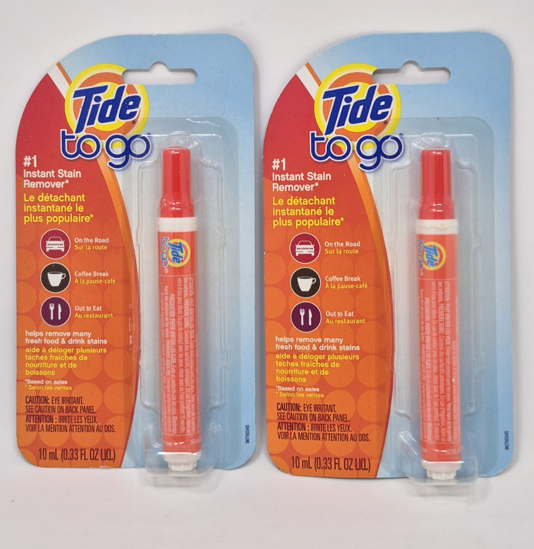 Lot of 2 Tide-To-Go Pens #1 Instant Stain Remover Stick – removes food stains