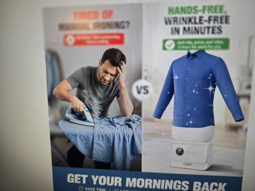 AUTOMATIC IRONING MACHINE, PORTABLE HANDS-FREE WRINKLE REMOVER-BRAND NEW IN BOX!