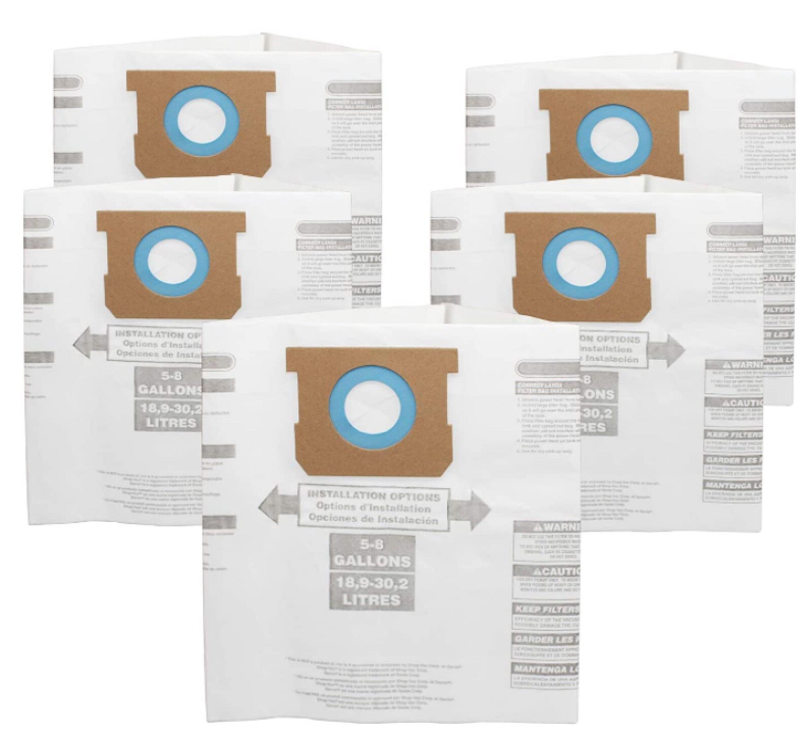 5Pcs Vacuum Filter Bags Shop VAC Type E 9066100 90661 906-61 TypeH 9067100 90671