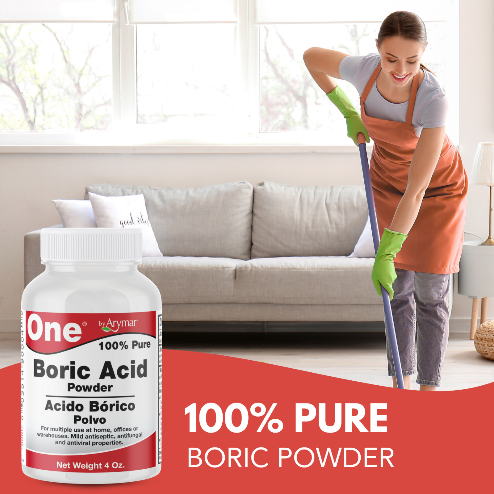 Arymar 100% Pure Boric Powder Granulated, Multi-Purpose Cleaner 4 fl oz (2-Pack)