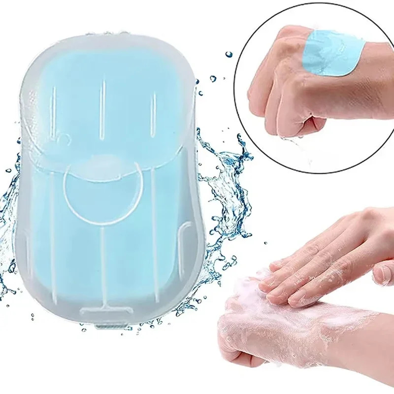 50 Pack Disposable Paper Soap Sheets Travel Size with Plastic Carrying Case