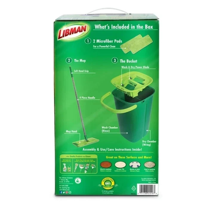 Libman Rinse N Wring Flat Mop System with Microfiber Pad- New