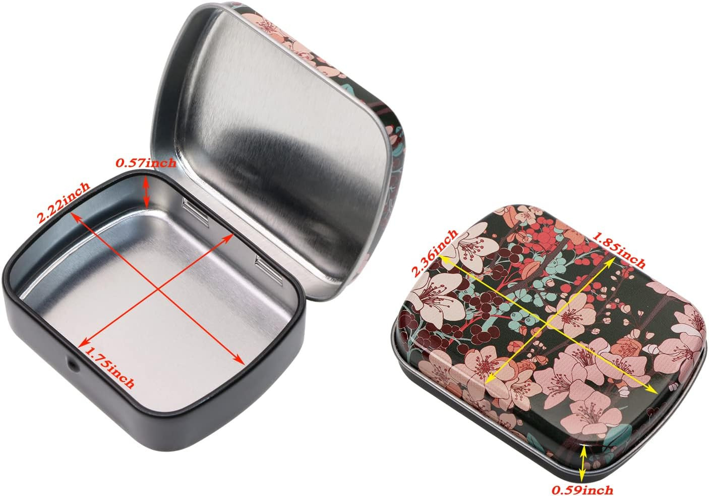 Small Metal Portable Storage Box, Mini Rectangle Empty Hinged Tins with Lid, Hom