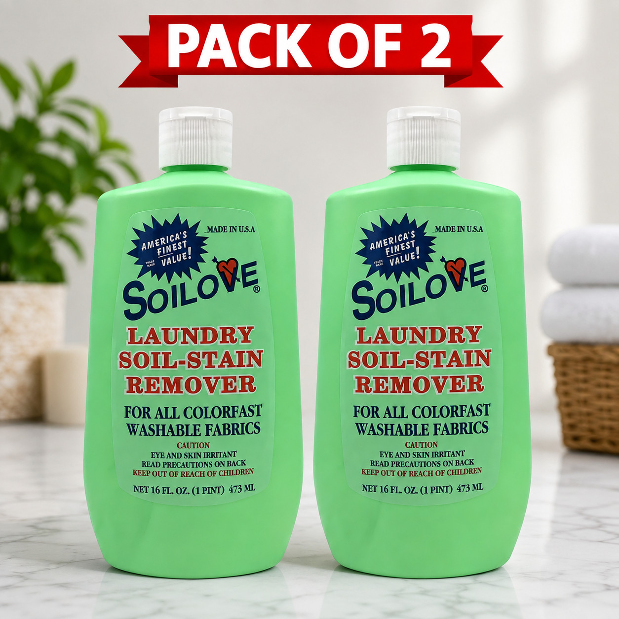 Laundry Soil & Stain Remover Liquid-Pack Of 2 (16 fl oz-473 mL Each)