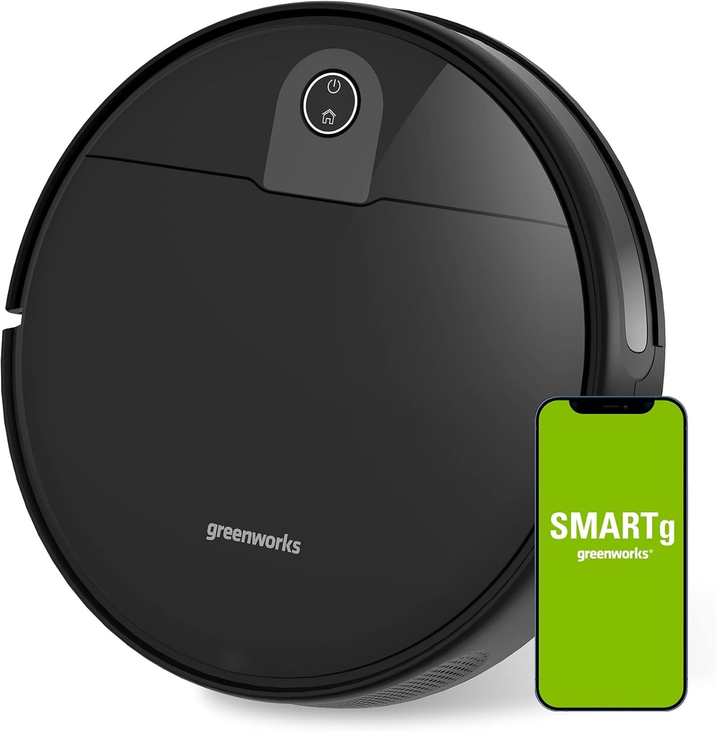 Greenworks Robot Vaccum GRV-1010, Max 2200 PA 3.23 inch Height Smart App Control