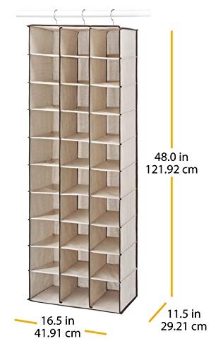 WHITMOR HANGING SHOE ORGANIZER [48IN X 16.5IN X 11.5IN] – BROWN