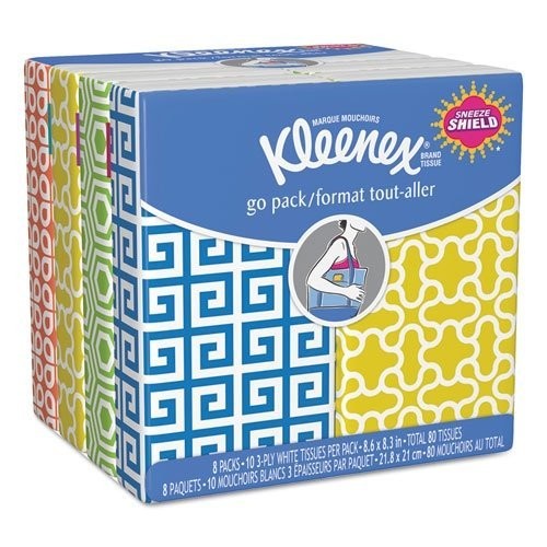 Kleenex 3-Ply Pocket Packs Facial 8 Count (Pack of 1), Assorted Colors
