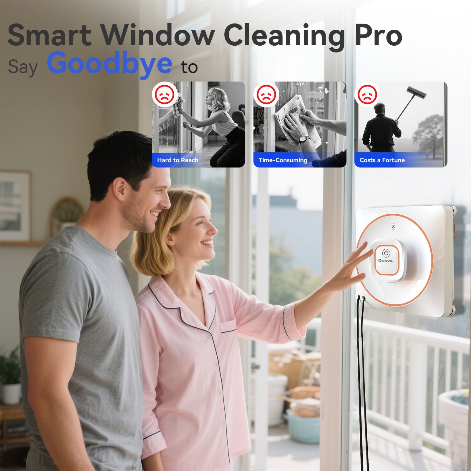 Window Cleaning Robot 8000Pa Anti-Fall 4 Cleaning Modes with Remote App Control