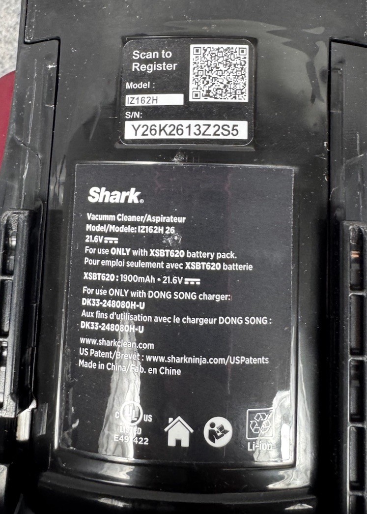 Shark Rocket IZ162H Pet Pro Cordless Vacuum Motor, Dust Canister, & Battery