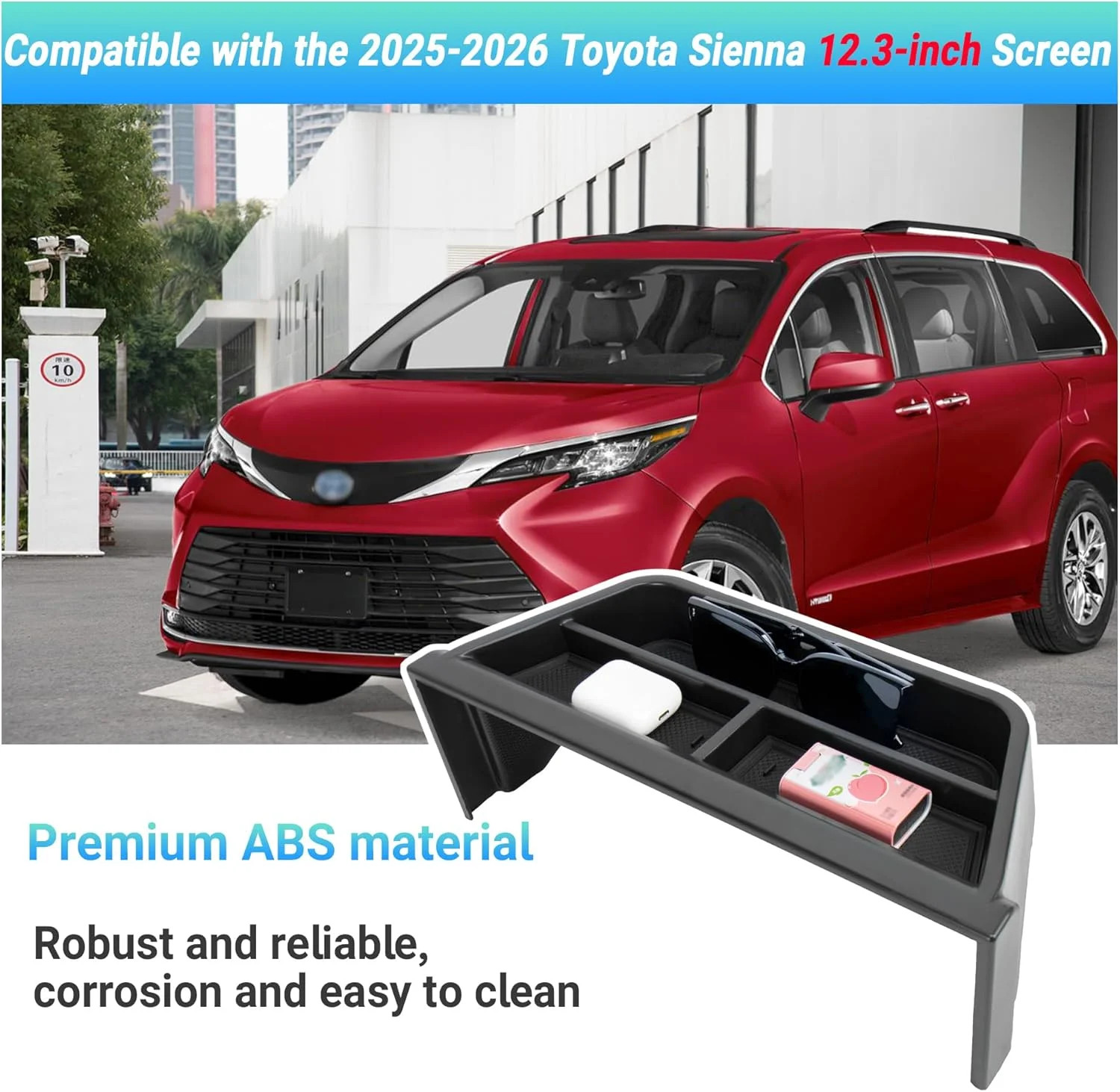 Center Console Organizer Dashboard Tray Compatible with 2025-2026 Toyota Sienna