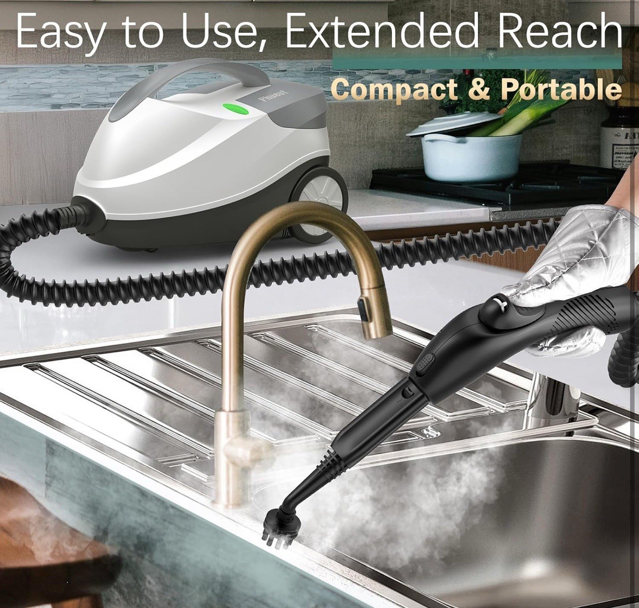 Steam Cleaner with 28 Accessories for Home, 1800W Powerful Multipurpose Steam Mo