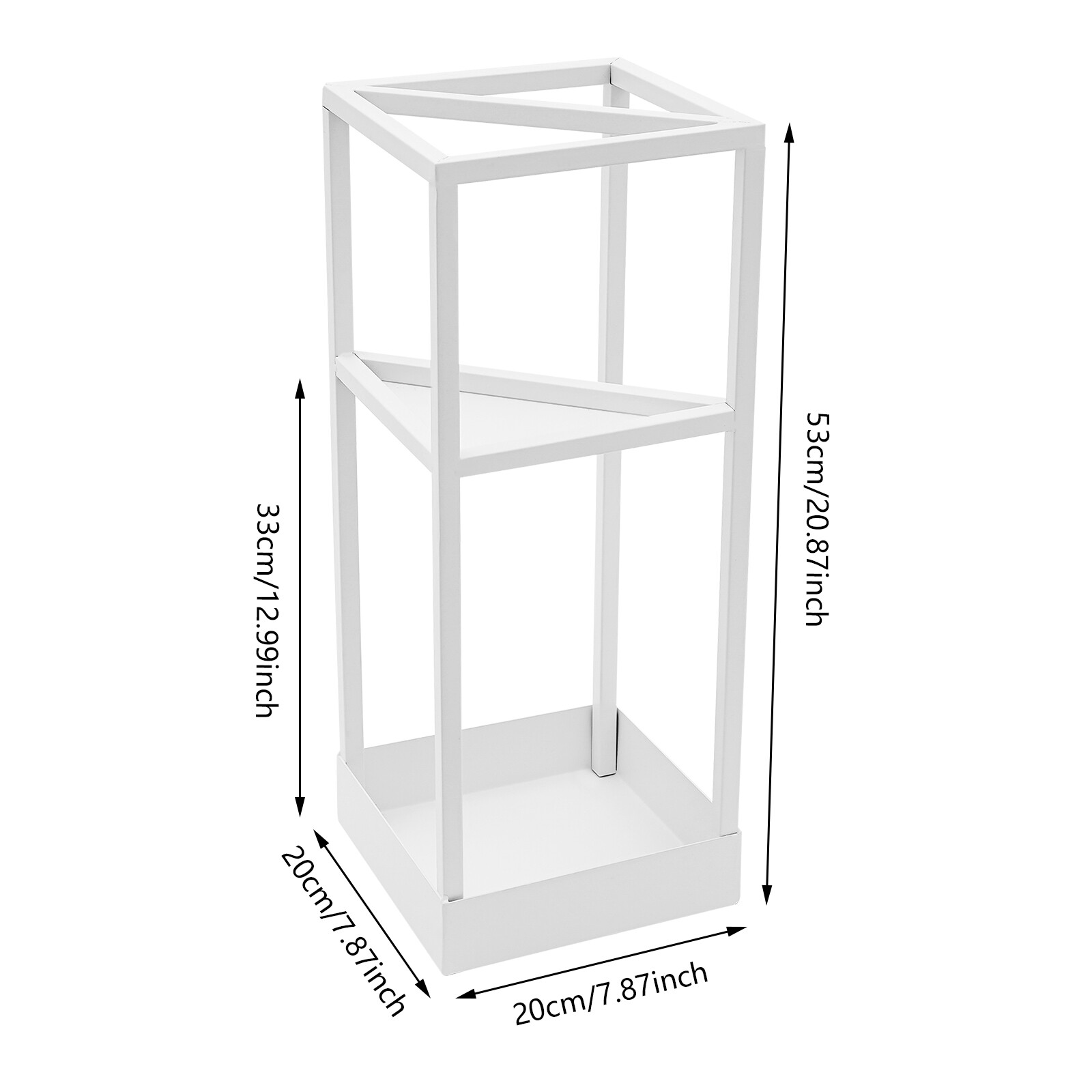 Metal Square Umbrella Rack Cane Holder Modern Entryway Umbrella Rack w/Drip Tray