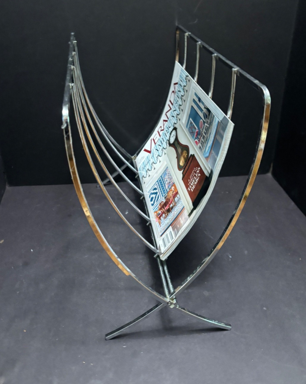 Vintage MCM Chrome Folding Magazine Rack(s) Holder Bar/Rod Brutalist 2 Available