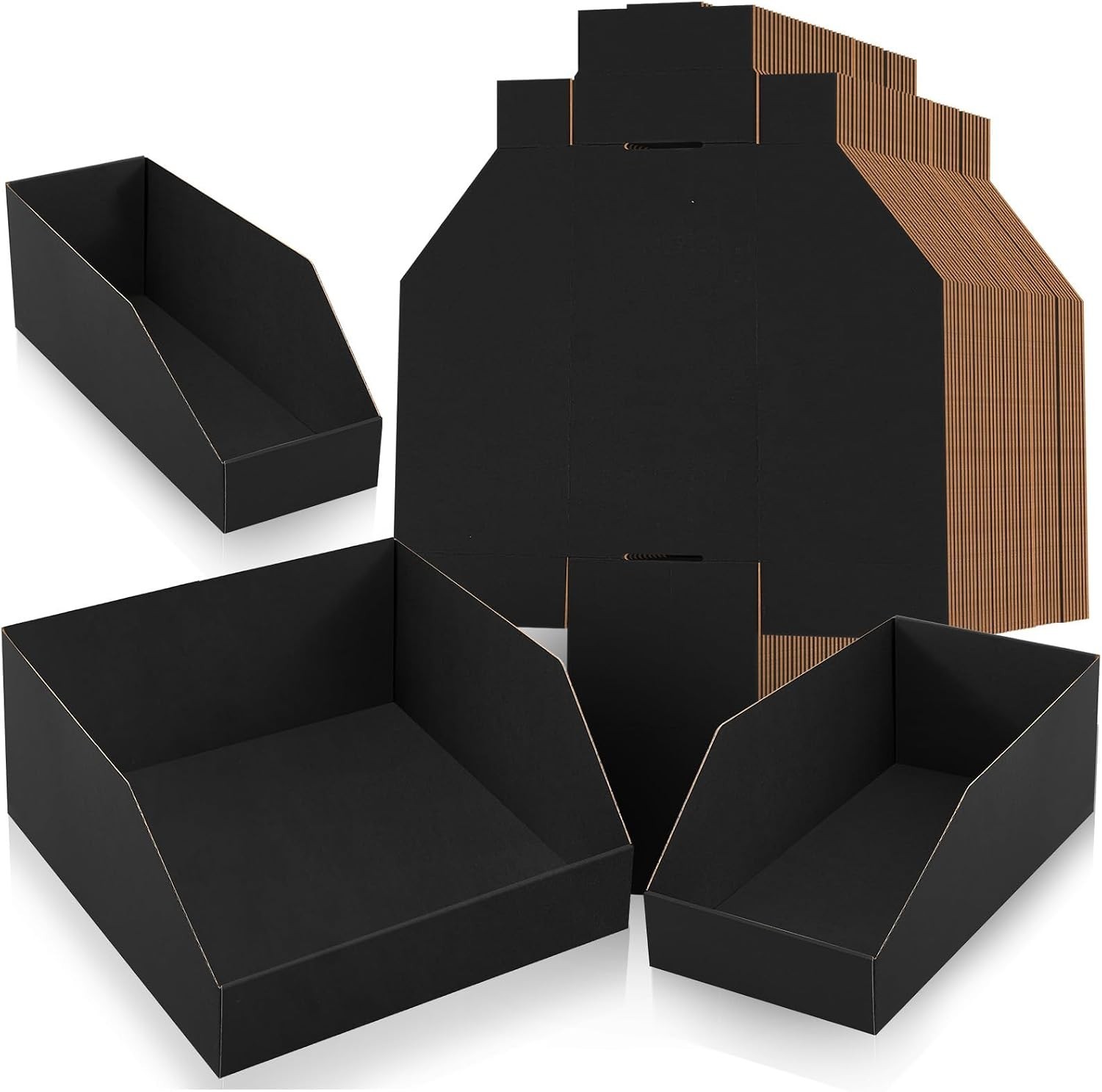 Organize Your Space: 30 Count Black Cardboard Bin Boxes – Multi-Sized