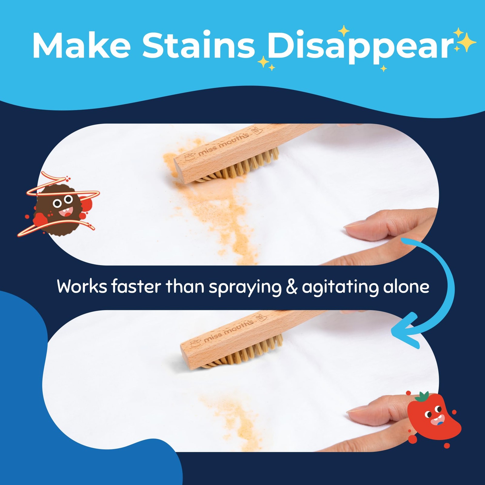 Miss Mouth’s Messy Eater Laundry Brush for Stain Treating One Size, Natural