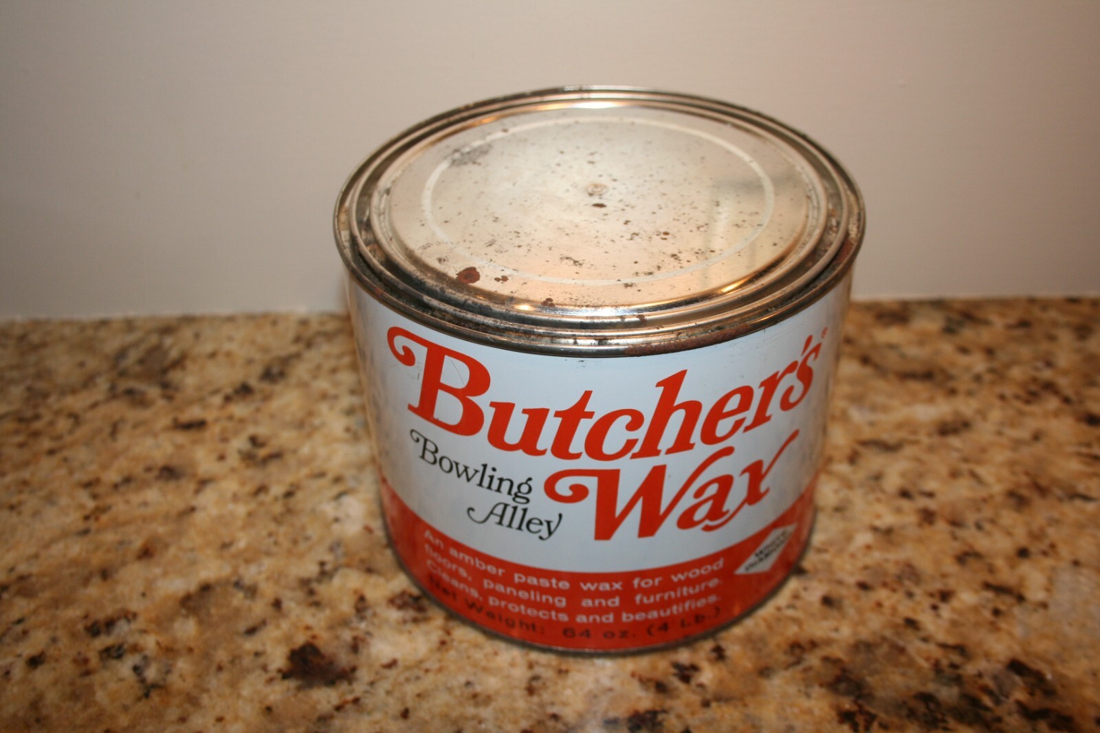 NEW OLD STOCK Butcher’s Wax Polish Full Can 4 LB Tin Amber Paste Finish