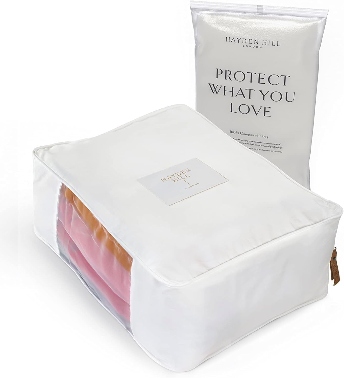 Hayden Hill Luxury Organic Cotton Sweater Storage Bag – Fits 4 Fine L, White