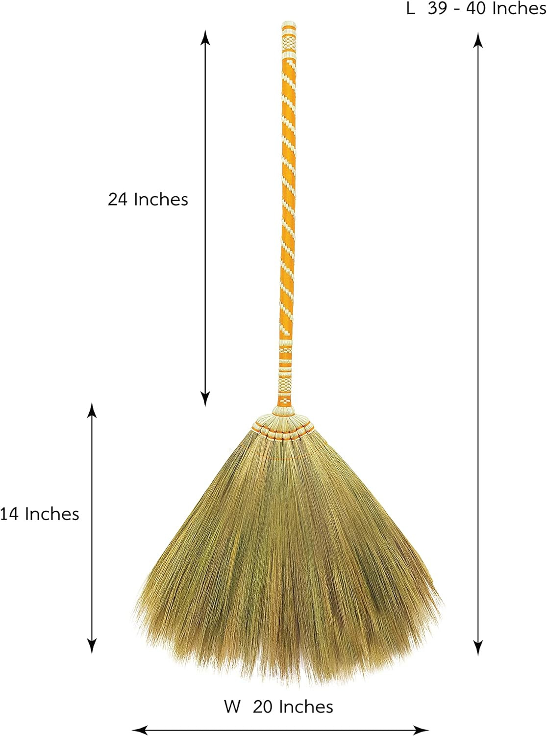 Asian Straw Broom Thai for Cleaning Floor,Housewarming Gift,Thai Vintage Retro G