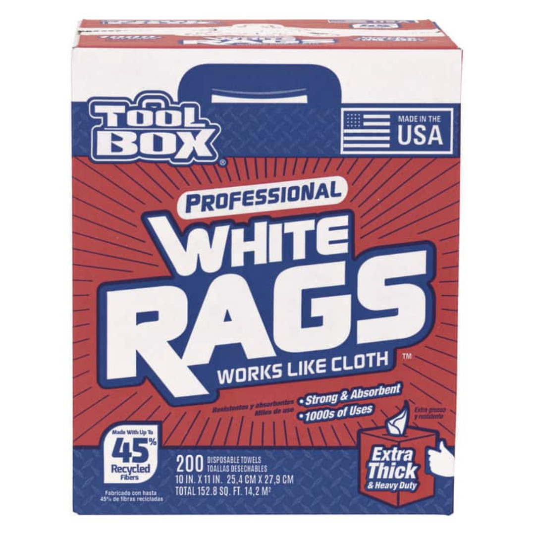 White Painter’s Rags 200 Sheets Disposable Natural Fiber Cloths 10×11 In