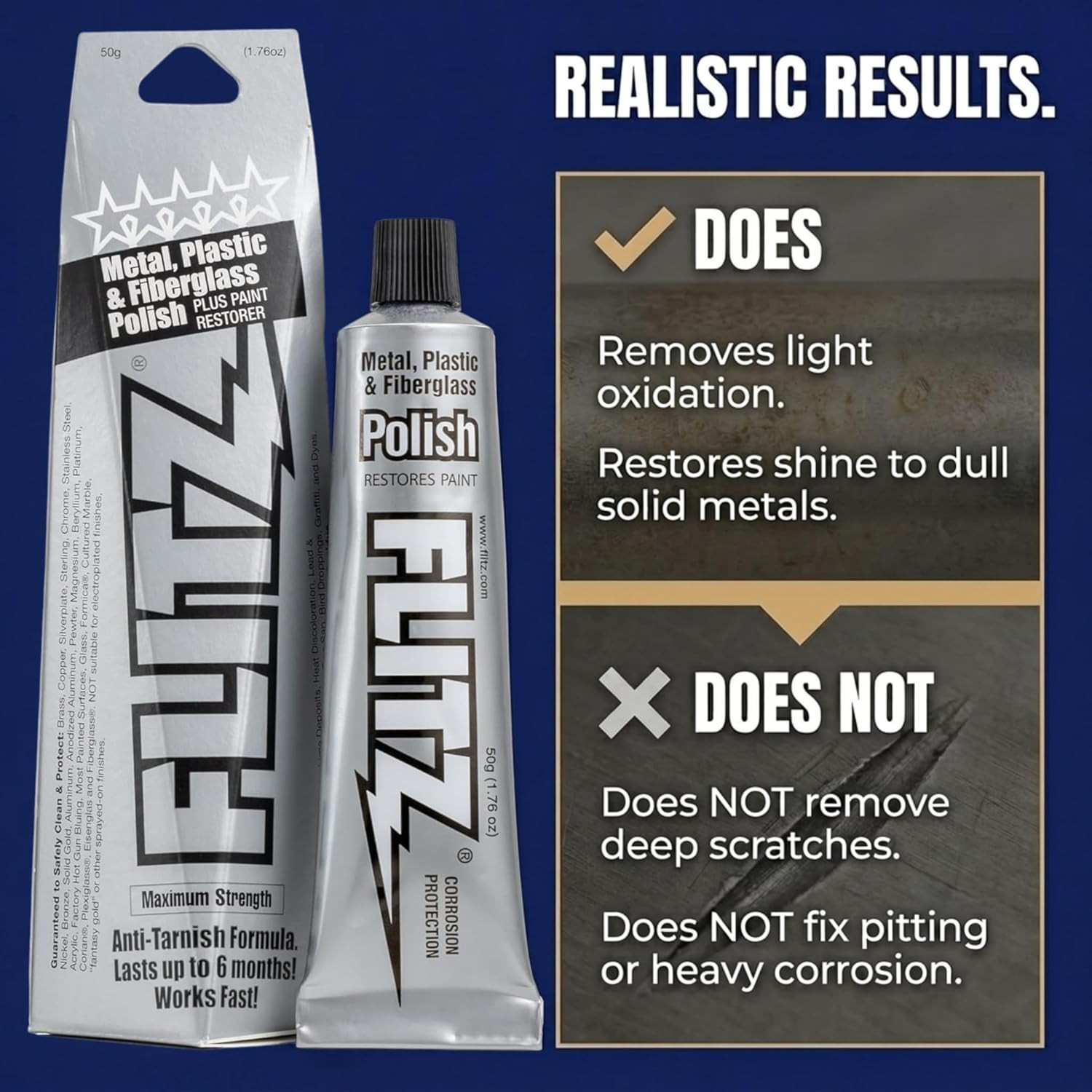 Metal Polish Paste – 1.76Oz Usa-Made Polish for Solid Chrome, Stainless Steel, &