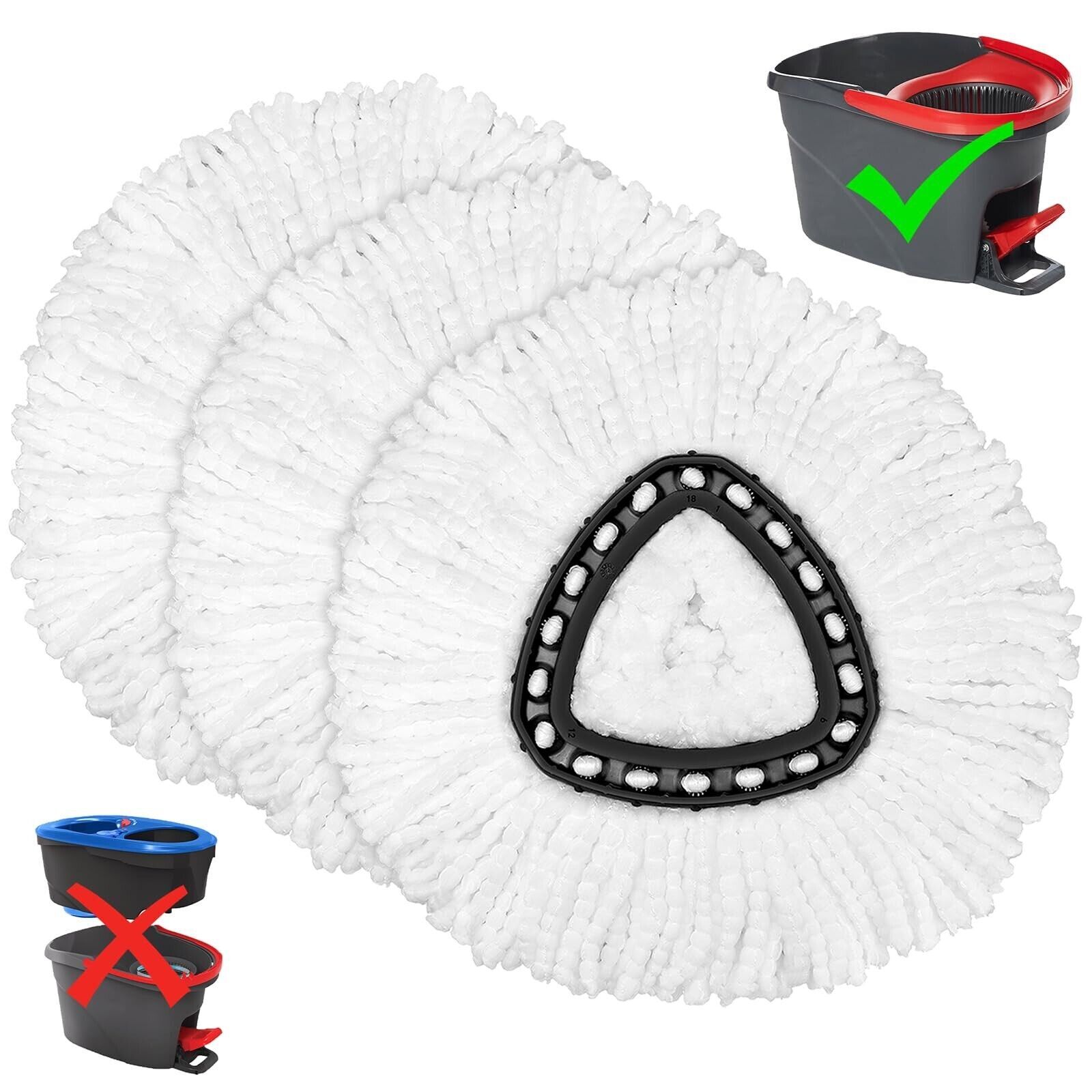 Mop Replace Head, 3 Pack Spin Mop Replacement Head Easywring 1-Tank System, Easy