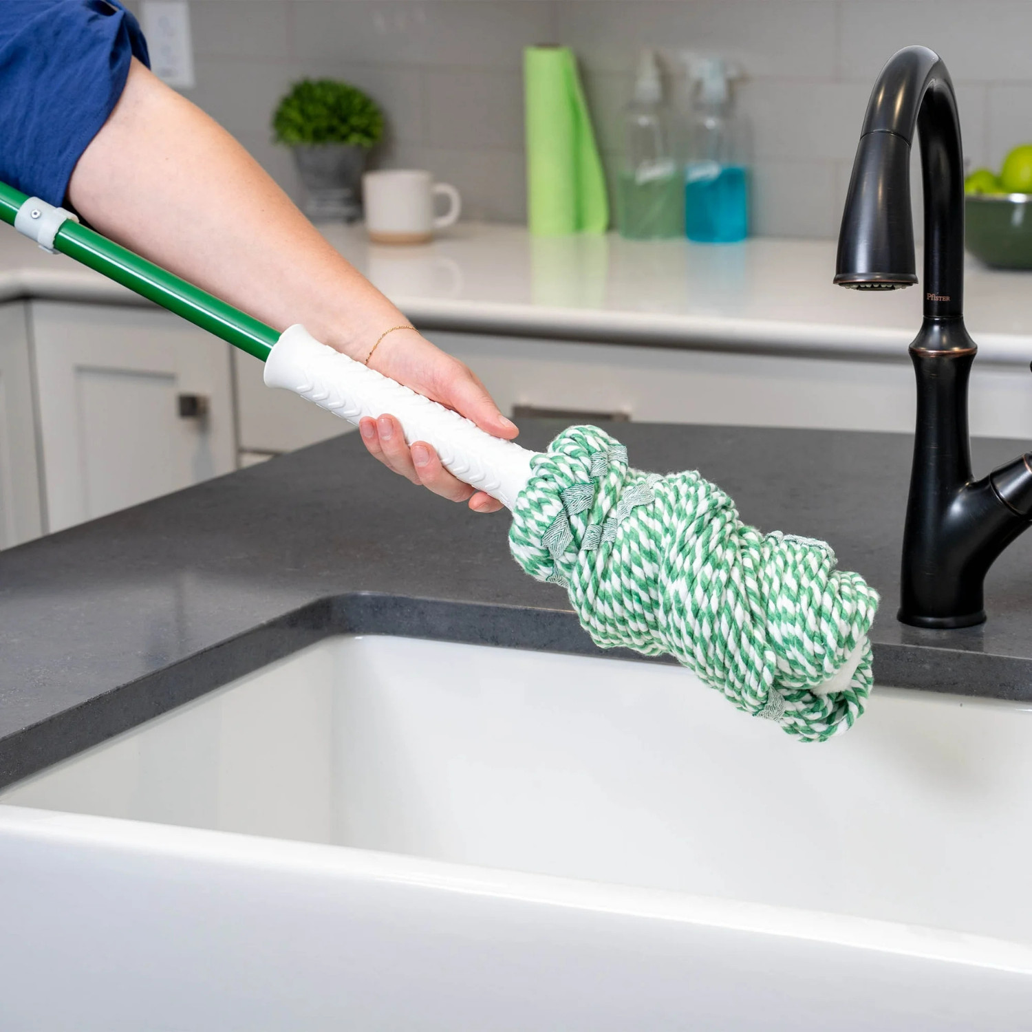 (2 Pack) Libman Tornado Twist Mop Cotton Blend Head Steel Handle Green & White